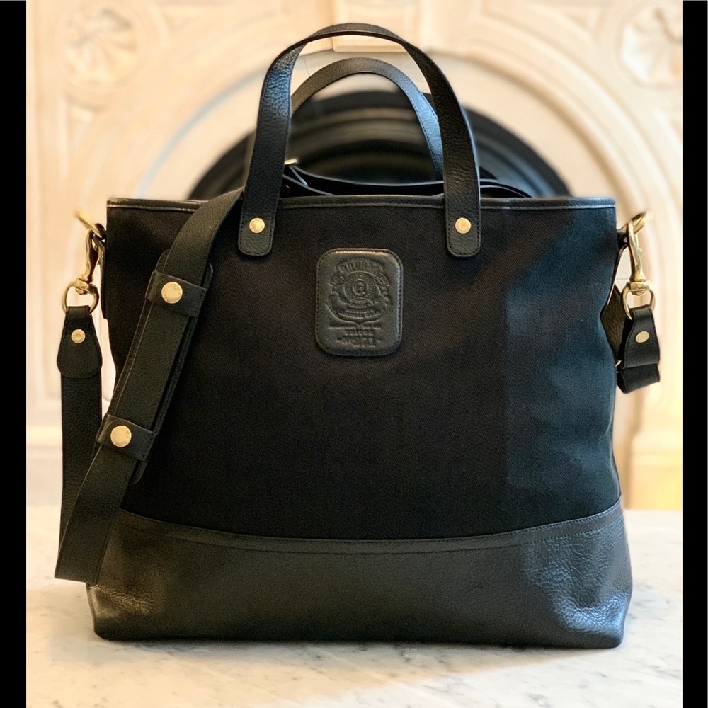 GHURKA EDITOR  # 271 TOTE BAG BLACK LEATHER CANVAS